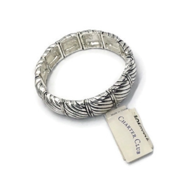 Charter Club Silver Tone Stretch Bracelet NEW - Picture 1 of 6